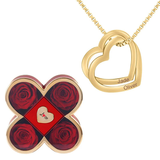 Eternal Luck Box & Interlocking Hearts Necklace