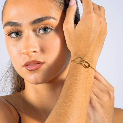 Personalized Interlocking Double Heart Bracelet